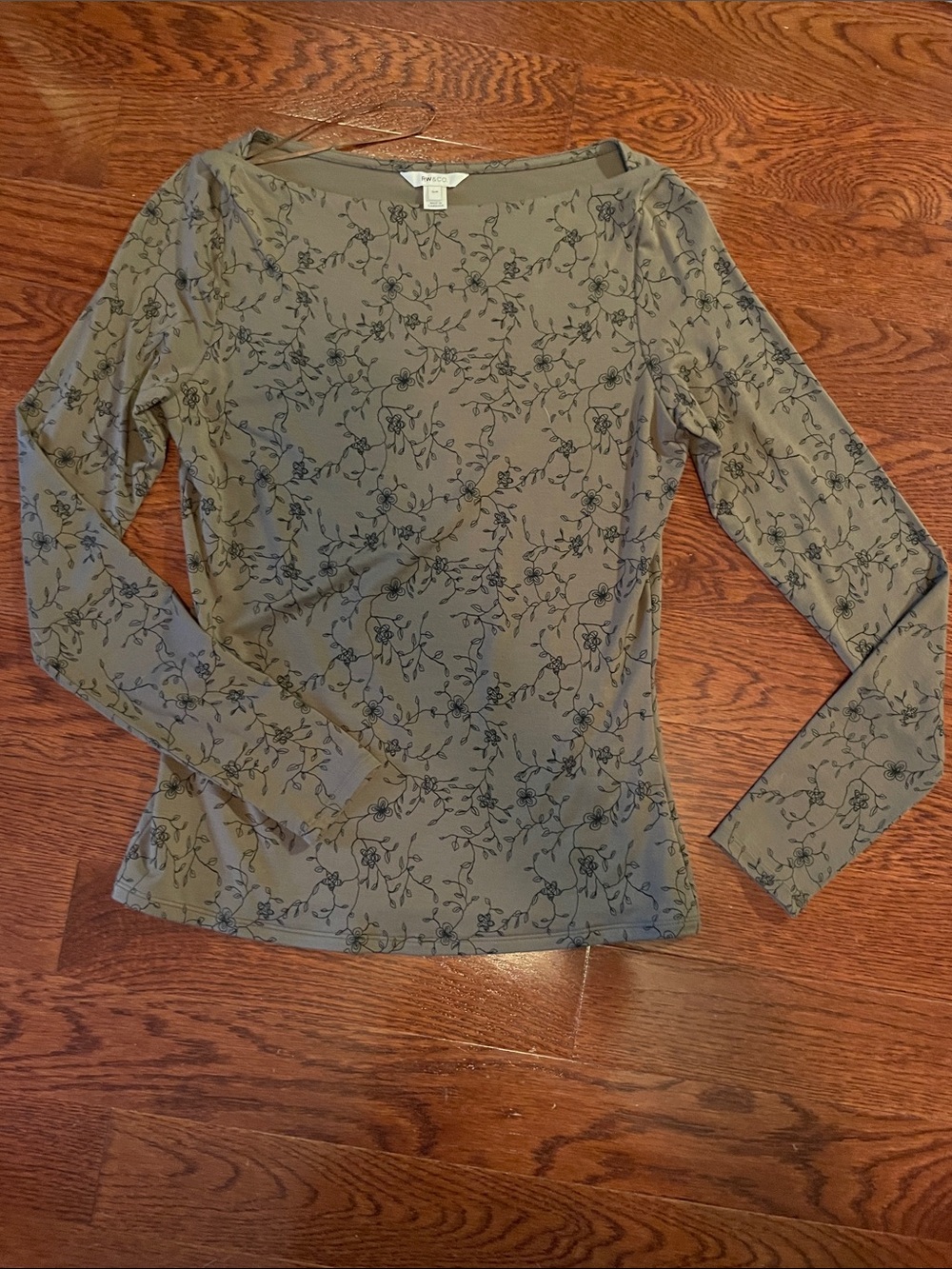 RW&CO. Olive Green Floral Long Sleeve Tee